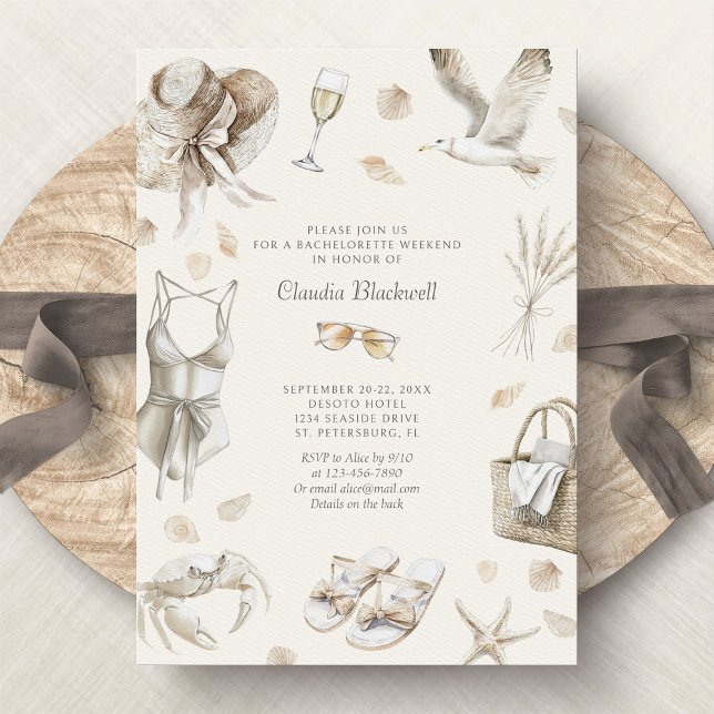Invitación Beach Coast Tropical Bachelorette Weekend (Subido por el creador)