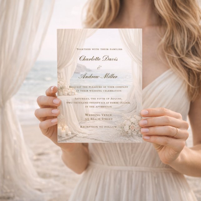 Invitación Beach coastal elegant wedding (Subido por el creador)