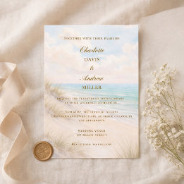 Invitación Beach coastal luxury wedding