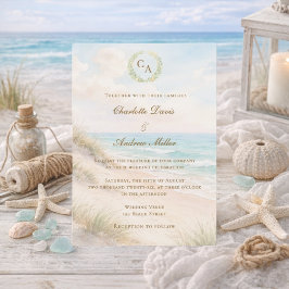 Invitación Beach coastal monogrammed wedding