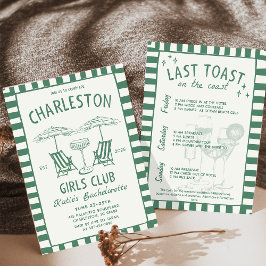 Invitación Beach Coastdraw Handdraw Green Bachelorette Weeken