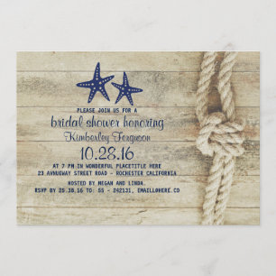 Invitación Beach Driftwood Nautical Naval Bridal Shower