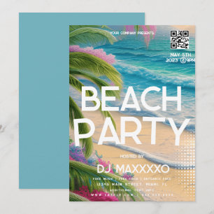 Invitación Beach Fiesta Event Bar Tropical Club Flyer