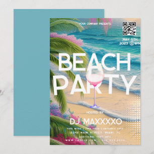 Invitación Beach Fiesta Event Bar Tropical Club Flyer