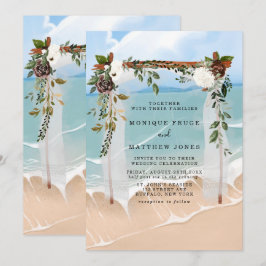 Invitación Beach Floral Canopy Tropical Moderno Boda