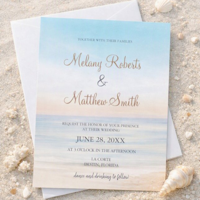 Invitación Beach Front Seaside Beach Themed Wedding (Subido por el creador)