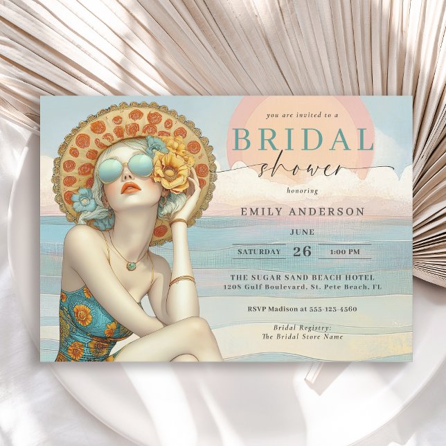 Invitación Beach Glam by the Sea Bridal Shower (Available in both printed and instant download digital formats.)