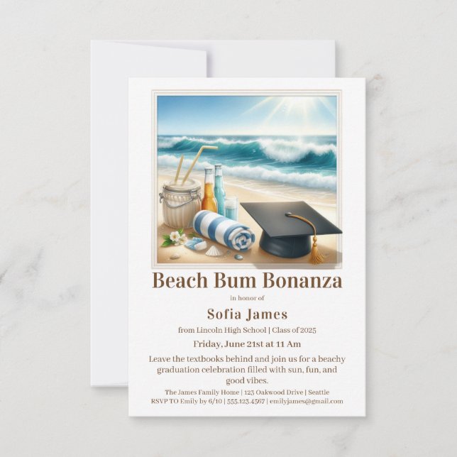Invitación Beach Graduation Party Invitation (Anverso)