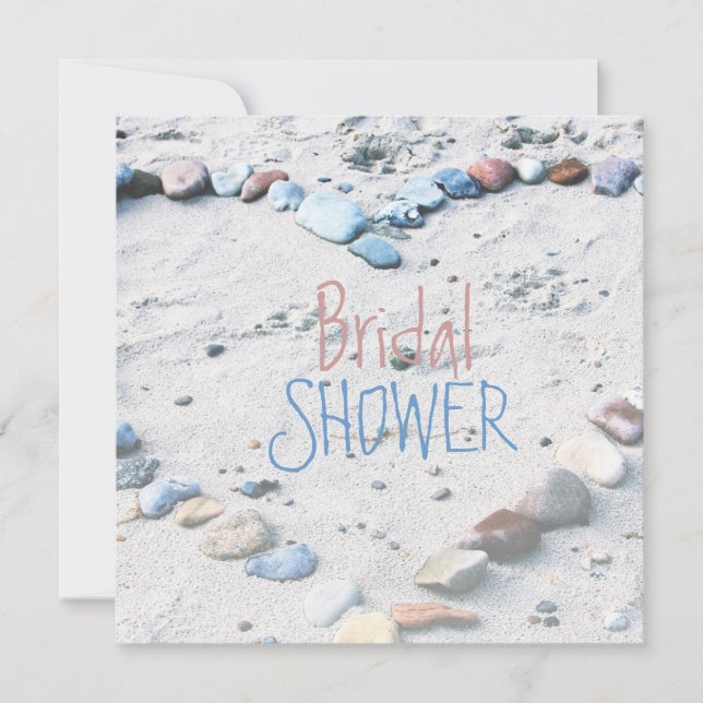 Invitación Beach Heart Boda Bridal Shower (Anverso)