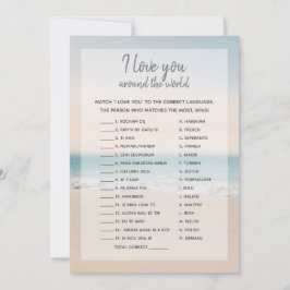Invitación Beach I Love You Foreign Words Bridal Shower Game