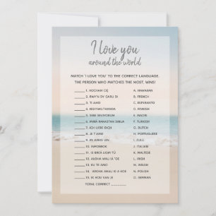 Invitación Beach I Love You Foreign Words Bridal Shower Game 