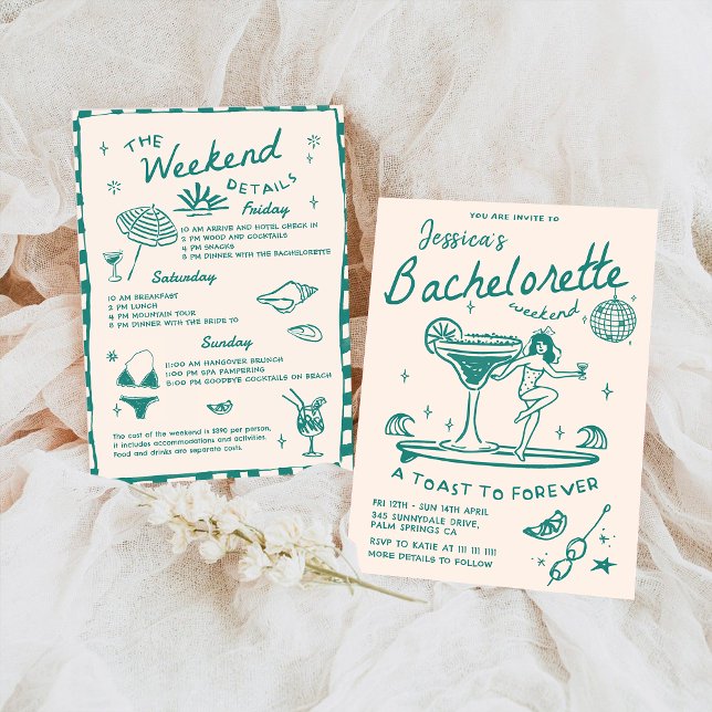 Invitación Beach Last Toast Funky Bachelorette Weekend (Subido por el creador)