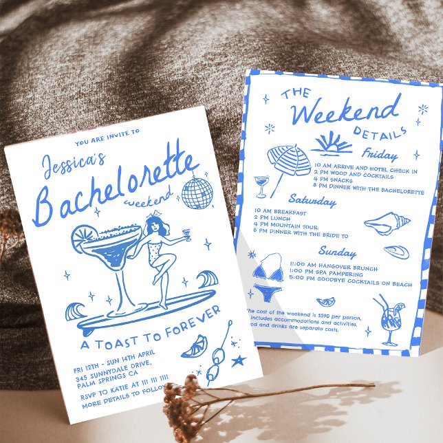 Invitación Beach Last Toast Funky Bachelorette Weekend (Subido por el creador)