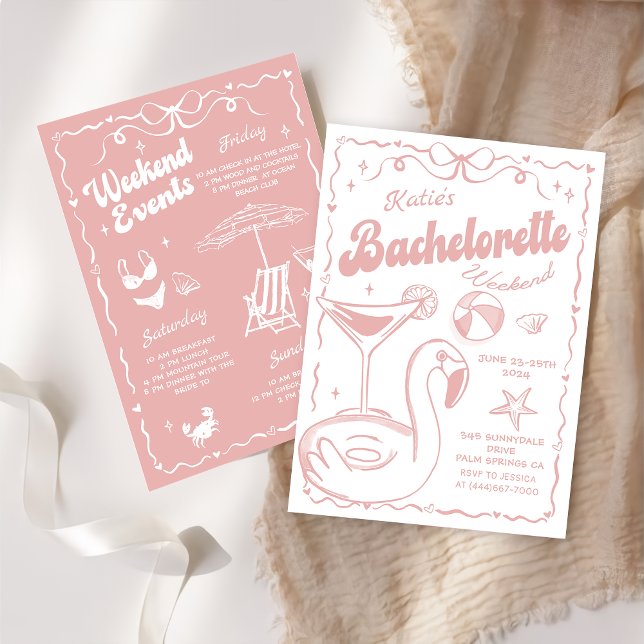 Invitación Beach Last Toast Pink Bachelorette Weekend (Subido por el creador)