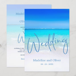 Invitación Beach Ocean Blue Sand Moderno Boda