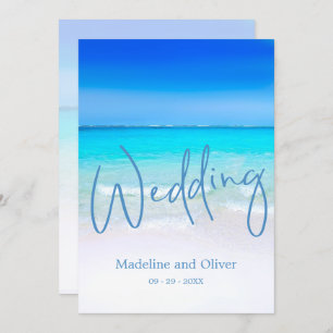 Invitación Beach Ocean Blue Sand Moderno Boda