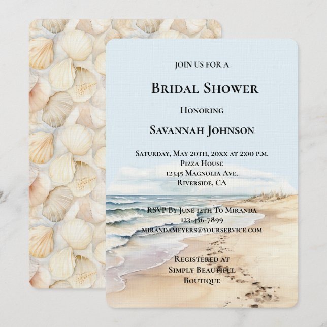 Invitación Beach Ocean Bridal Shower (Anverso / Reverso)