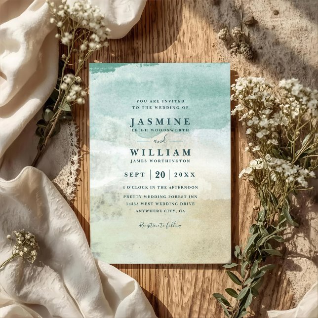 Invitación Beach Ocean Destination Elegant QR Code Wedding (Subido por el creador)