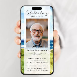 Invitación Beach Ocean Photo Funeral Digital Evite