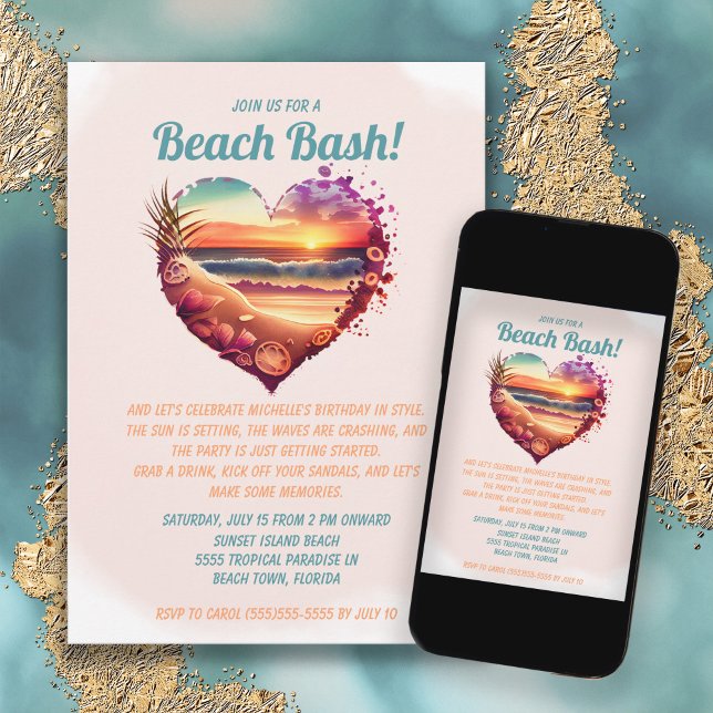 Invitación Beach Ocean Sunset Tropical Cumpleaños (Subido por el creador)