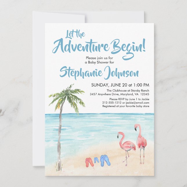 Invitación Beach Ocean Surf Adventure Baby Shower Boy (Anverso)
