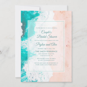 Invitación Beach Ocean Tropical Verde azulado Ducha de novias