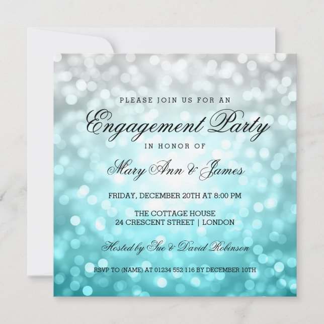 Invitación Beach Ombre Bokeh Enciende Elegante Partido de Com (Anverso)