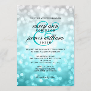 Invitación Beach Ombre Bokeh ilumina la elegante boda