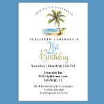 Invitación Beach Palm Tree 21st Birthday<br><div class="desc">Celebrate a milestone in relaxed coastal style with this elegant tropical 21st birthday party invitation. Featuring a beautiful watercolor palm tree overlooking a serene beach shoreline, this design creates the perfect atmosphere for a stylish seaside celebration, tropical party, beach birthday gathering, or destination birthday event. This modern coastal invitation combines...</div>