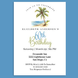 Invitación Beach Palm Tree 60th Birthday