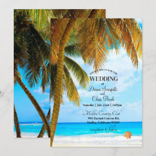 Invitación Beach Palm Trees Ocean Destination Wedding