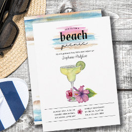 Invitación Beach Picnic Sundowner Margarita Hibiscus Cumpleañ