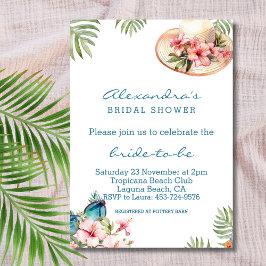 Invitación Beach Pink Floral Tropical Brillante