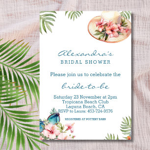 Invitación Beach Pink Floral Tropical Brillante