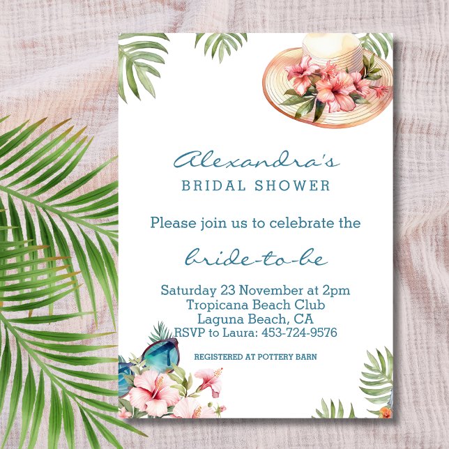 Invitación Beach Pink Floral Tropical Brillante (Subido por el creador)