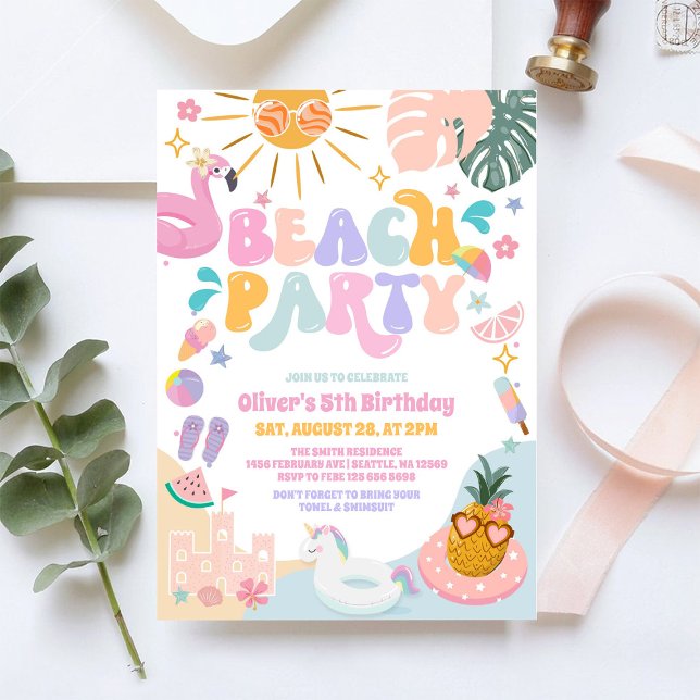 Invitación Beach Pool Party Summer Birthday Invitation (Subido por el creador)
