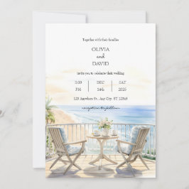 Invitación Beach Resort Balcony Ocean View Beach Wedding