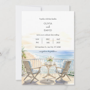 Invitación Beach Resort Balcony Ocean View Beach Wedding