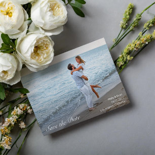 Invitación Beach Romance Photo Wedding Save the Date