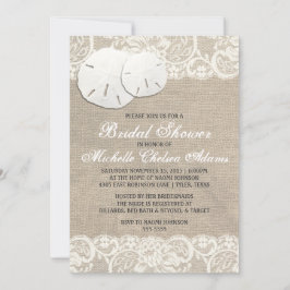 Invitación Beach Rústica Burlap Lace Bridal Shower Initation