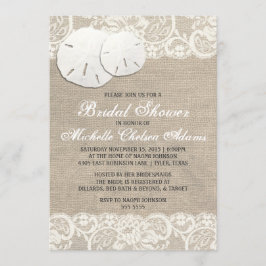 Invitación Beach Rústica Burlap Lace Bridal Shower Initation