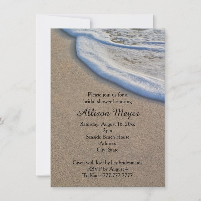 Invitación Beach Sand and Sea Foam Bridal Shower (Anverso)