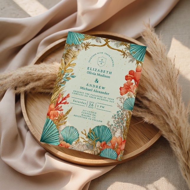 Invitación Beach Seashell Botanical Wedding (Subido por el creador)