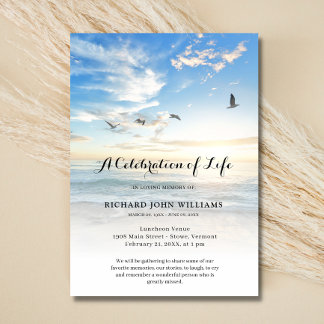 Invitación Beach Seaside Ocean Celebration of Life Funeral bl