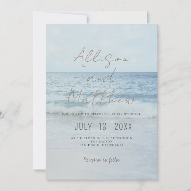 Invitación Beach Seaside Wedding Invitation Oceanside Wedding (Anverso)