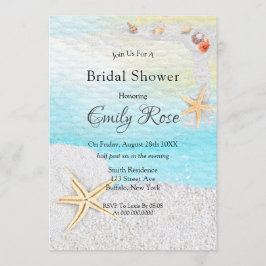 Invitación Beach Seaside White Sand Bridal Shower
