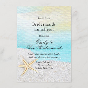 Invitación Beach Seaside White Sand Bridesmaids Luncheon