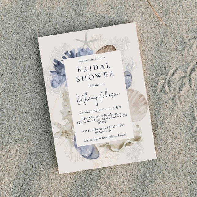 Invitación Beach Shells Coral Bridal Shower (Subido por el creador)