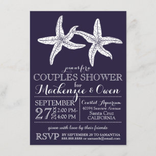 Invitación Beach Starfish Parejas Boda Bridal Shower