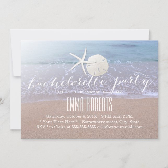 Invitación Beach Starfish & Sand Dollar Bachelorette Party (Anverso)